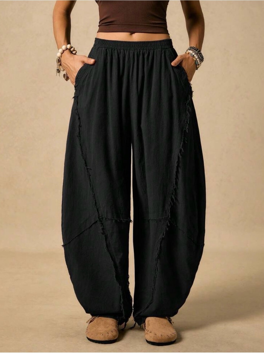 Boutique Barrel Frayed Hem Pant, Various Sizes NWT - Picture 2 of 2
